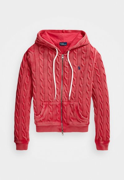 Polo Ralph Lauren CABLE KNIT COTTON FULL ZIP HOODIE - Ζακέτα - red sky