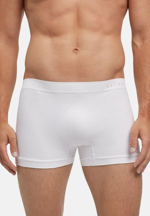 Witte katoenen boxershorts met een strakke pasvorm, elastische tailleband met logo van het merk en een gestructureerd patroon op de stof.