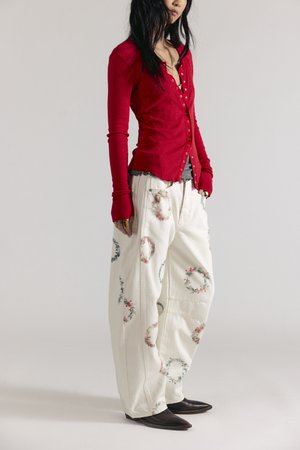 GOOD LUCK PRINTED - Blugi loose fit - watercolor wreath