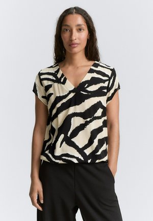 TOM TAILOR Blouse - abstract beige zebra