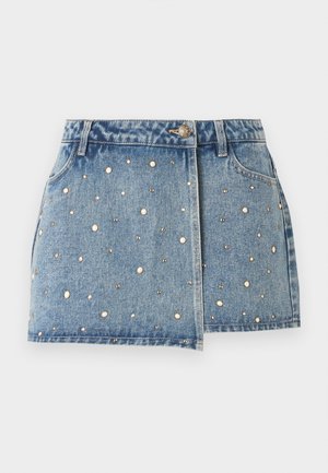 ONLY, ONLTEXAS STUDDED - Jupe-short - light medium blue denim