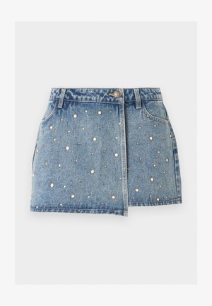 ONLY, ONLTEXAS STUDDED - Jupe-short - light medium blue denim