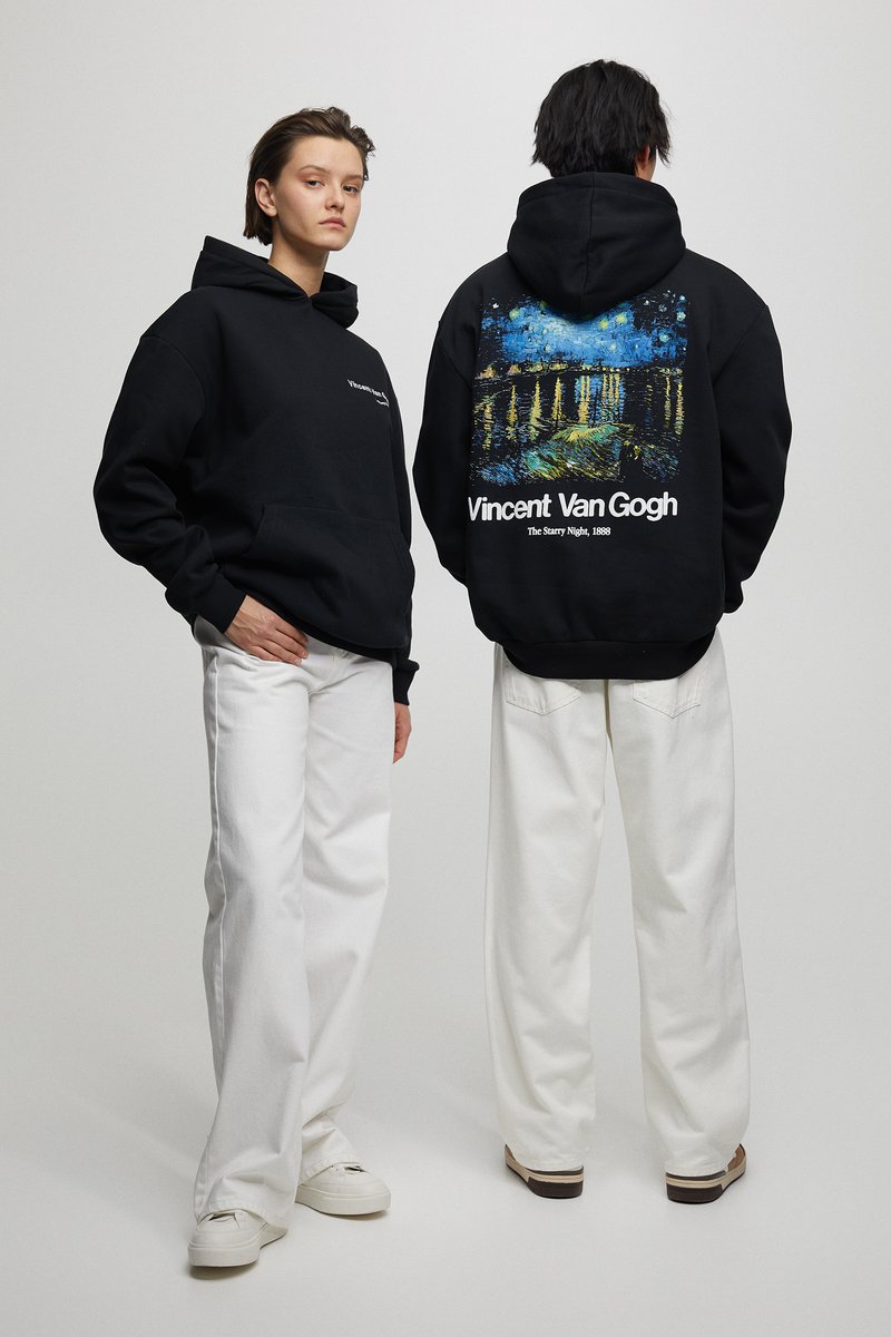 PULL&BEAR VAN GOGH Hoodie mottled black/gemêleerd zwart Zalando.nl