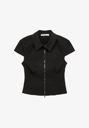 Koton, ZIP DETAIL SLIM CROP SHIRT . - Blouse - black