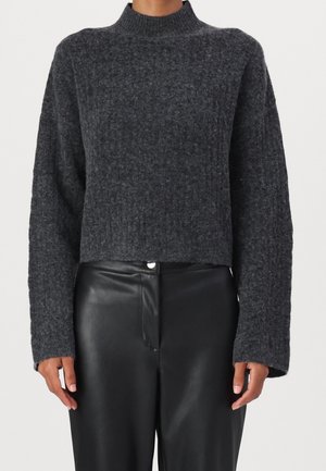 Striktrøje - mottled dark grey