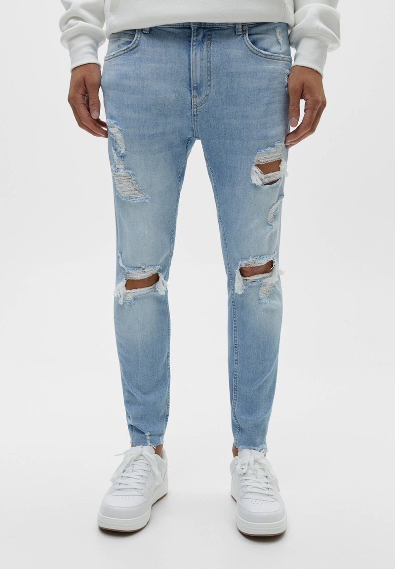 PULL&BEAR RIPPED CARROT Jeans Slim Fit stone blue denim/stoneblue