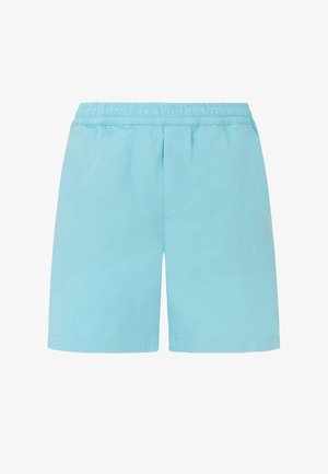 Hellblaue Shorts mit elastischem Bund, schlichtem Design und ohne sichtbare Taschen oder Muster.