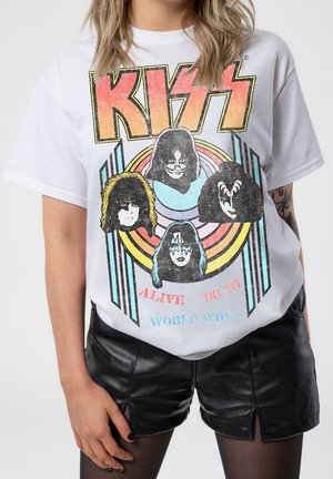 KISS ALIVE WORLD WIDE BAND LOGO NEW OFFICIAL - Print T-shirt - white