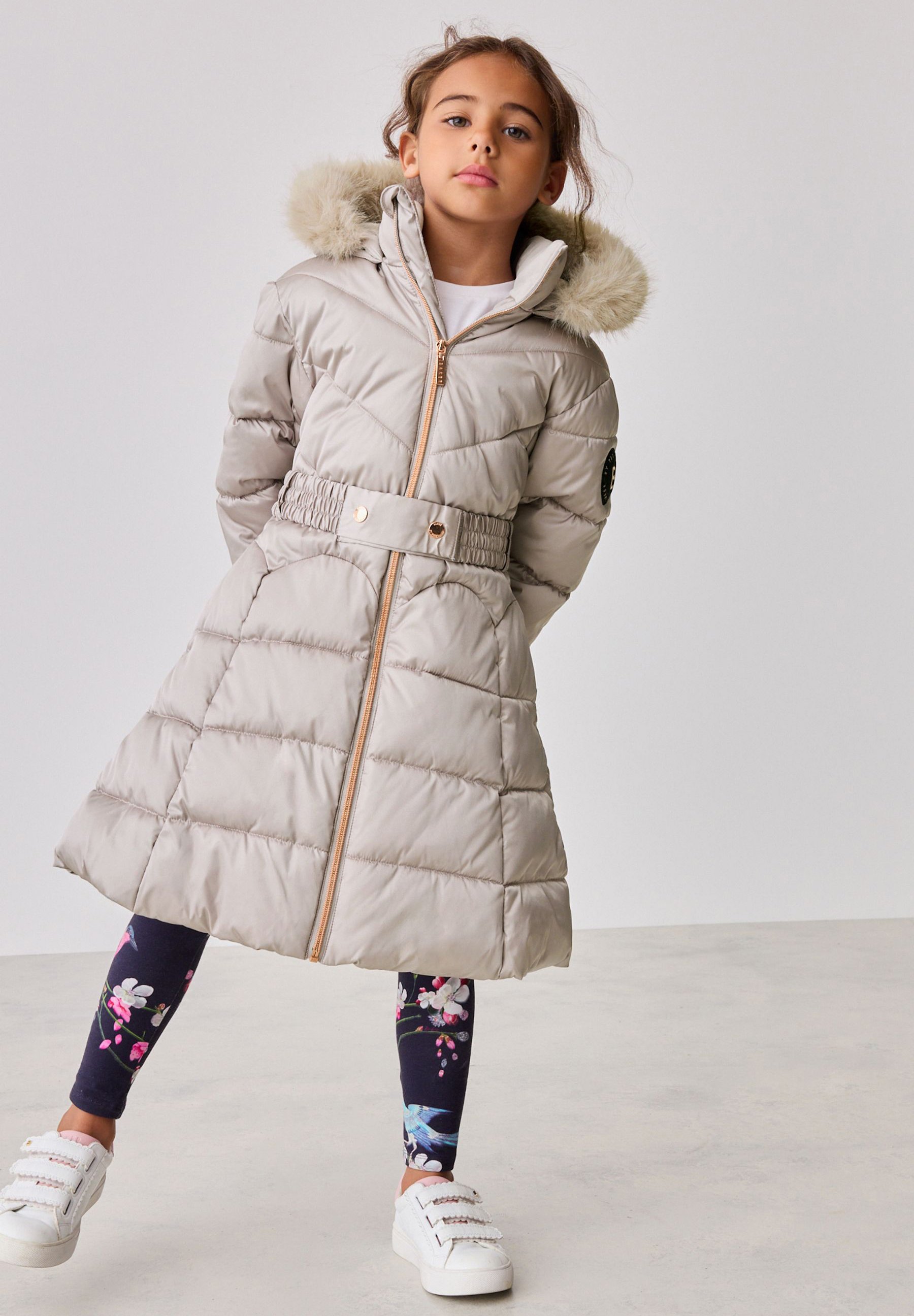 TED BAKER ファー フード コート グレー キルティング 花柄 Baker by Ted Baker OYSTER SHOWER RESISTANT REGULAR FIT - Winter