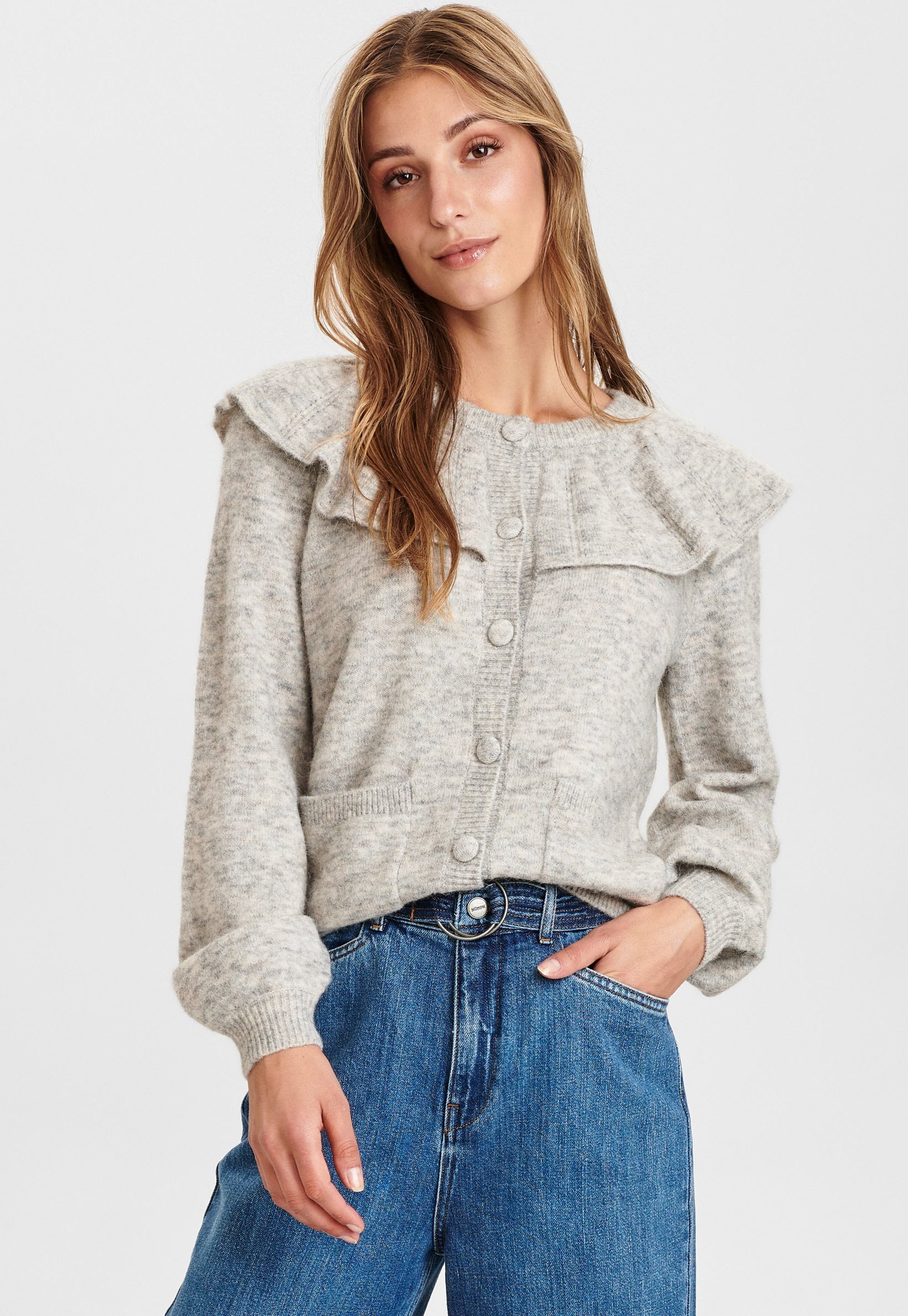 Nümph NUCATHAY CARDIGAN - Vest - light grey mel/Lichtgrijs - Zalando.nl