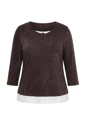 Ulla Popken, SHIRT, LAGEN-OPTIK, HENLEY-AUSSCHNITT, 3/4-ARM - Camiseta de manga larga - mahogany