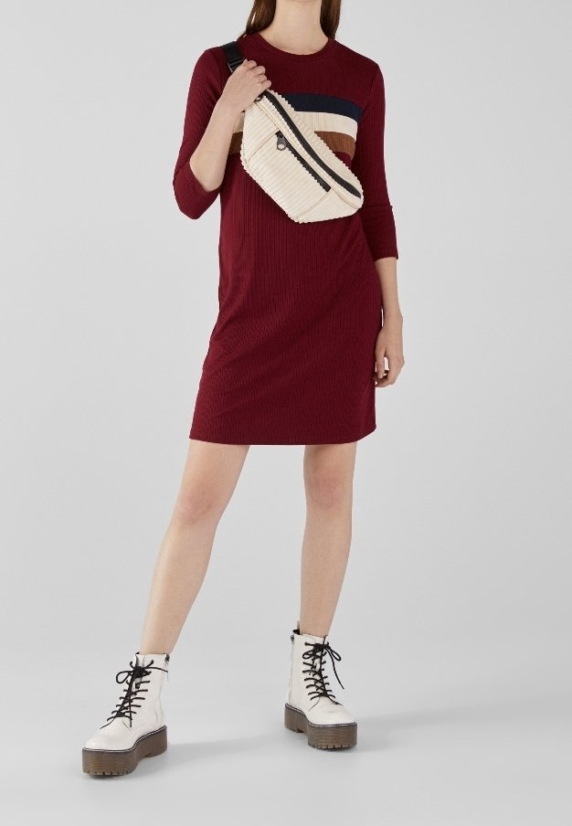 Bershka Abito in maglia bordeaux (Second hand)