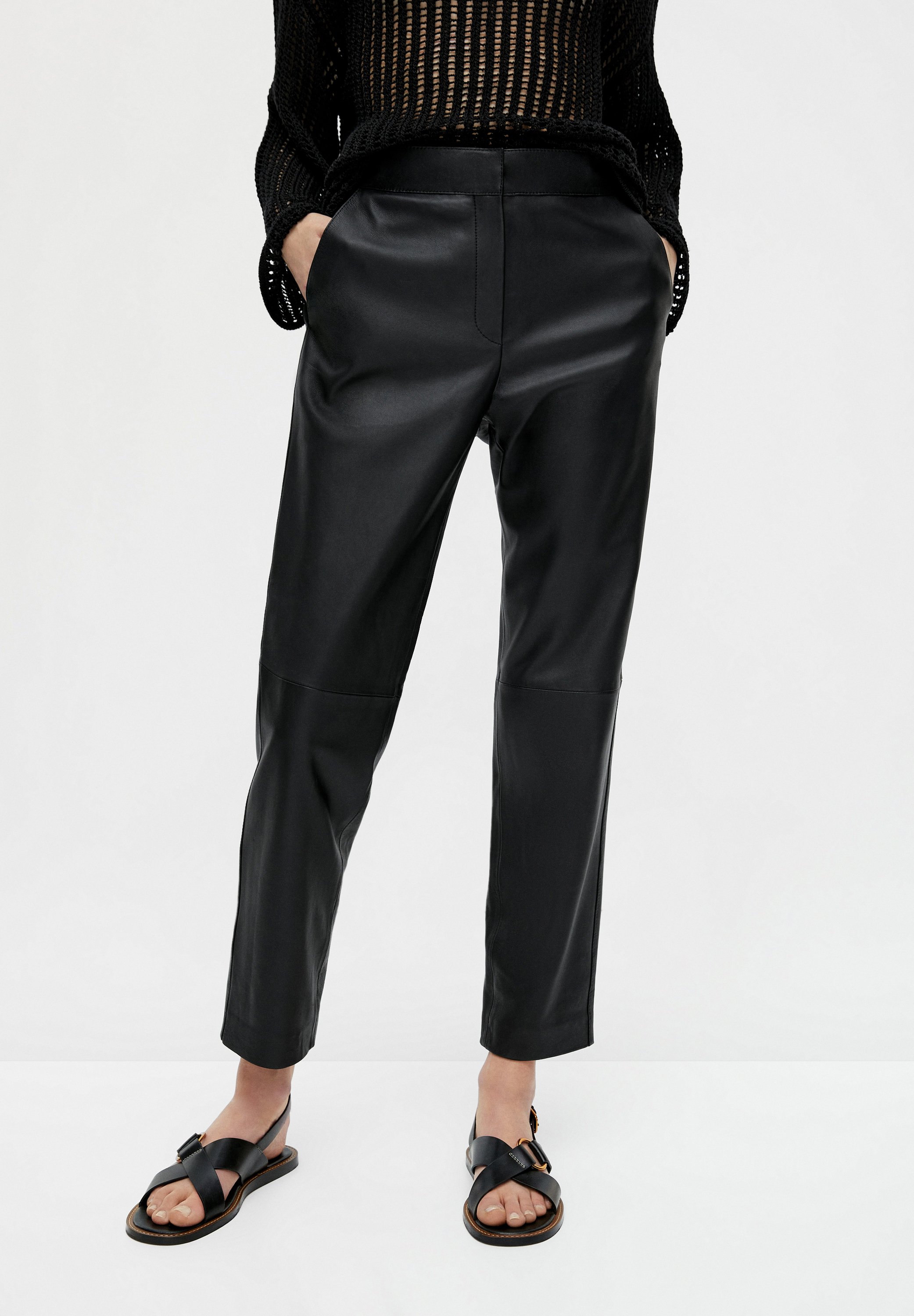 Massimo Dutti Pantaloni di pelle - black/nero - Zalando.it