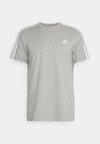 ESSENTIALS SINGLE 3-STRIPES - Print T-shirt - medium grey heather/white