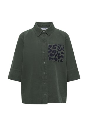 Cecil, SHORT-SLEEVED CORDUROY SHIRT-STYLE TOP WITH BREAST POCKET - Chemisier - dried olive green