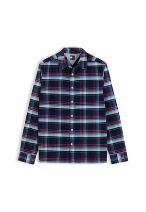 Tommy Jeans, TOMMY JEANS REGULAR FIT PATTERN DOBBY CORDUROY SHIRT - Overhemd - dark blue check
