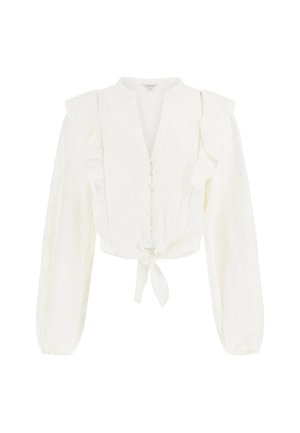 Guess BESTICKTE KNOTENBAND - Button-down blouse - weiß