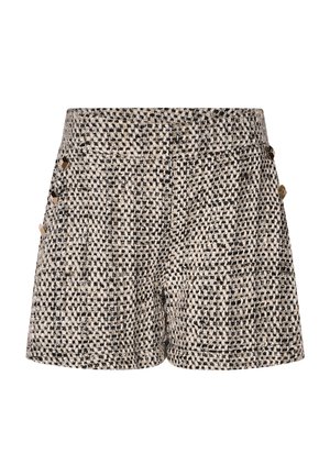 Vævede shorts i et sort og creme houndstooth mønster, med to sidelommer og geometriske messingfarvede knapdetaljer.