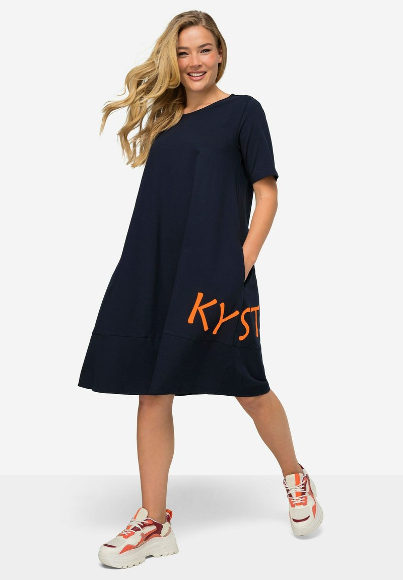 LAURASN MIDI-DRESS PRINT-DRESS SHORTSLEEVE - Jersey dress - navy blue/dark  blue - Zalando
