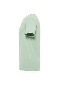 Light green short-sleeve t-shirt made of cotton, featuring a round neckline and a relaxed fit, with clean seams and no visible patterns.