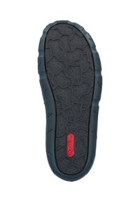Semelle de chaussure avec motif de bande de roulement texturé noir, logo rouge "rieker" près du talon, et taille 37 indiquée sur la semelle.