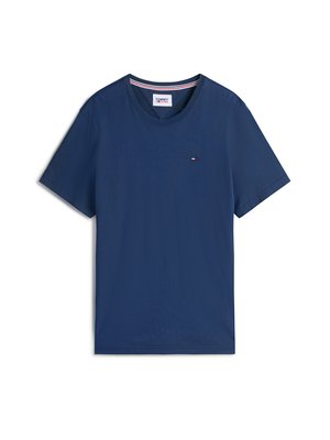 Ναυτικό μπλε βαμβακερό t-shirt με στρογγυλή λαιμόκοψη και κοντά μανίκια. Διαθέτει ένα μικρό λογότυπο στο αριστερό στήθος και λωρίδα στο εσωτερικό του λαιμού.