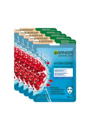 MASCHERA IN TESSUTO HYDRABOMB, FORMULA IDRATANTE ED ENERGIZZANTE PER PELLI DA DISSETARE, MELOGRANO, 32 ML - 5 PACK - Maschera viso - -