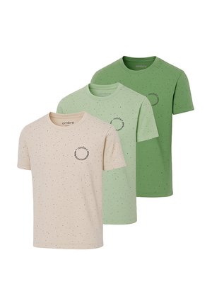 SET OF 3 - T-shirts print - mint/green/beige