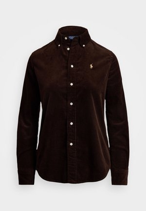 STRETCH SLIM FIT COTTON CORDUROY SHIRT - Bluza s gumbima - dark beech