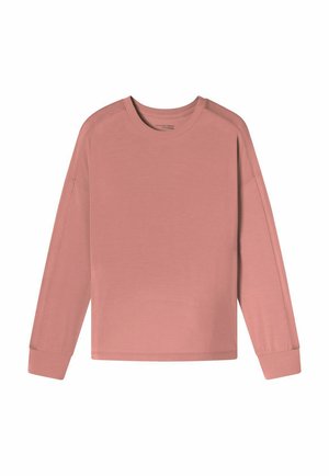 Langarmshirt aus weichem rosa Baumwollstoff, mit Rundhalsausschnitt, gerippten Bündchen und einem lässigen Schnitt mit minimalen Nähdetails.