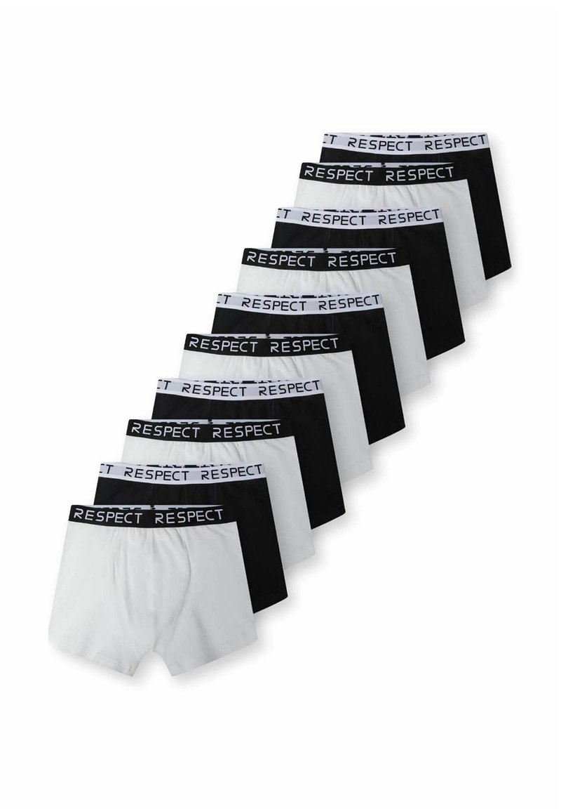 Zestaw 12 par bokserek w kolorze czarnym i białym. Elastyczny pasek w talii z napisem "RESPECT" w kontrastowych kolorach. Miękka tkanina, dopasowany krój.