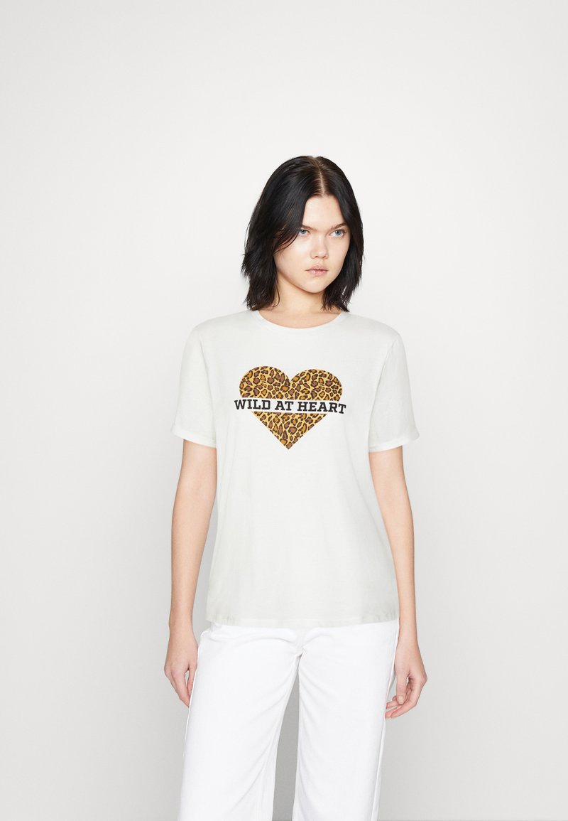 PIECES dam t-shirt PCRIA - Black contrast white