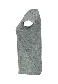 Grå ärmlös sporttröja med rund halsringning och sidofog, visad mot en vit bakgrund.