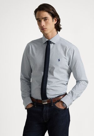CUSTOM FIT PLAID STRETCH POPLIN SHIRT - Camisa - white new/classic navy