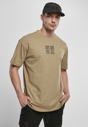 Urban Classics CHINESE SYMBOL TEE - Print T-shirt - khaki/black