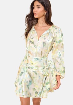 Lipsy, REGULAR FIT - LONG SLEEVE FRILL PAINTLY FLORAL MINI SKIRT . - Denné šaty - green