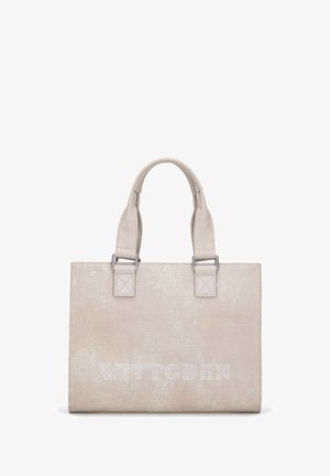 Bolso rectangular beige con asas dobles, superficie texturizada sutil y logo "WITTCHEN" en letras blancas brillantes en la parte frontal.