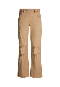 Beige cargobroek van katoen, met een relaxed fit, meerdere zijzakken en een rechte pijp.
