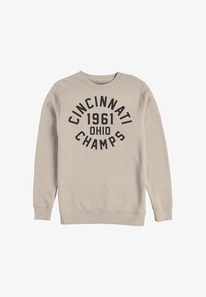 Beżowa bluza z długim rękawem z czarnym napisem "Cincinnati 1961 Ohio Champs" na przodzie.