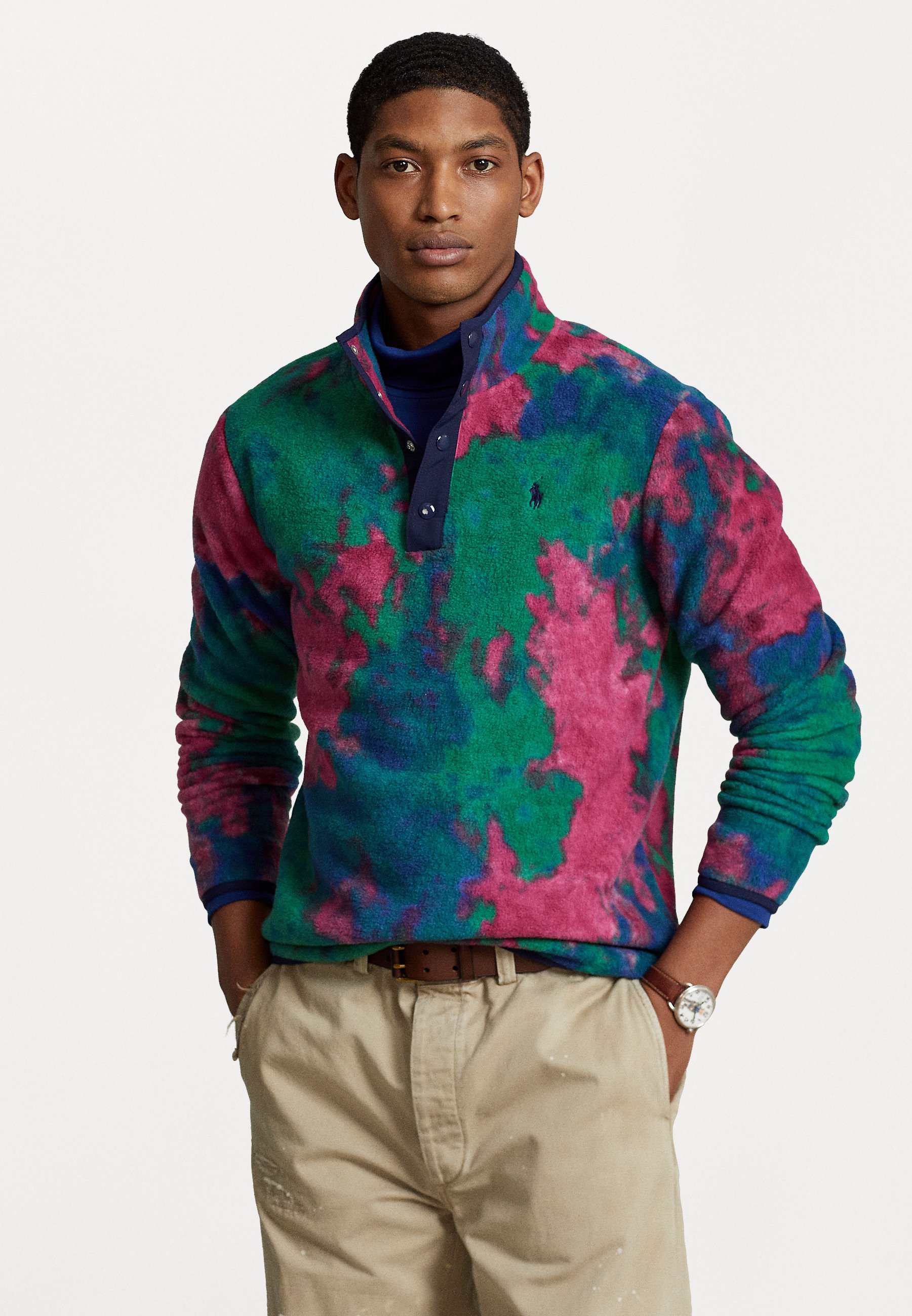 Polo Ralph Lauren Longsleeve Mock Sweatshirt Men Half-Zips Multi in size:L