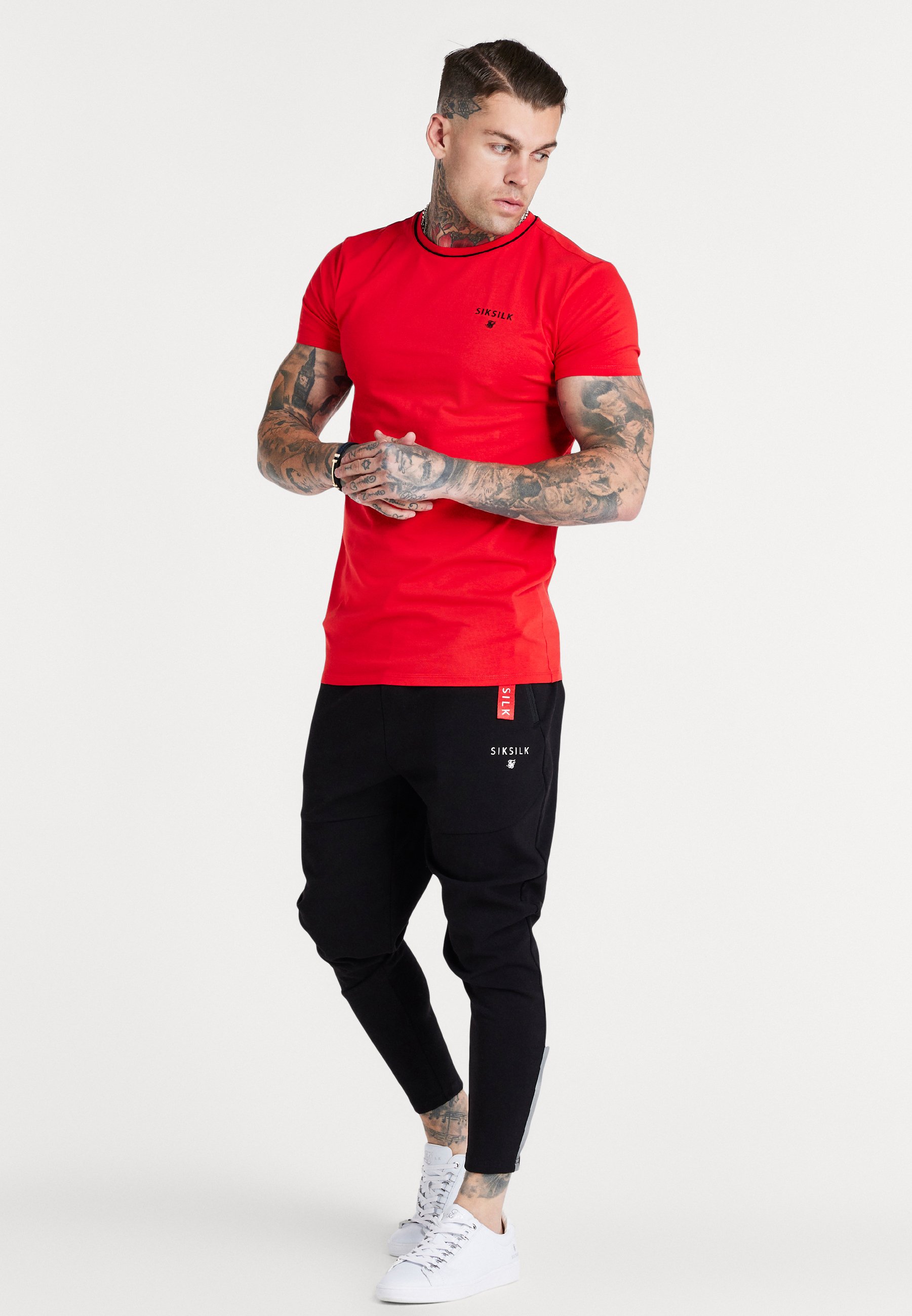 SIKSILK SHORT SLEEVE EMBROIDERY GYM TEE 