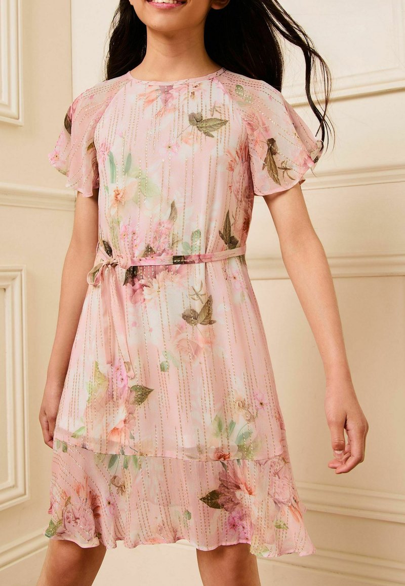 pink floral lipsy dress Buy Lipsy Pink Floral Petite Bandeau Midi Prom Dress with Removable Cami  Straps from Next USA