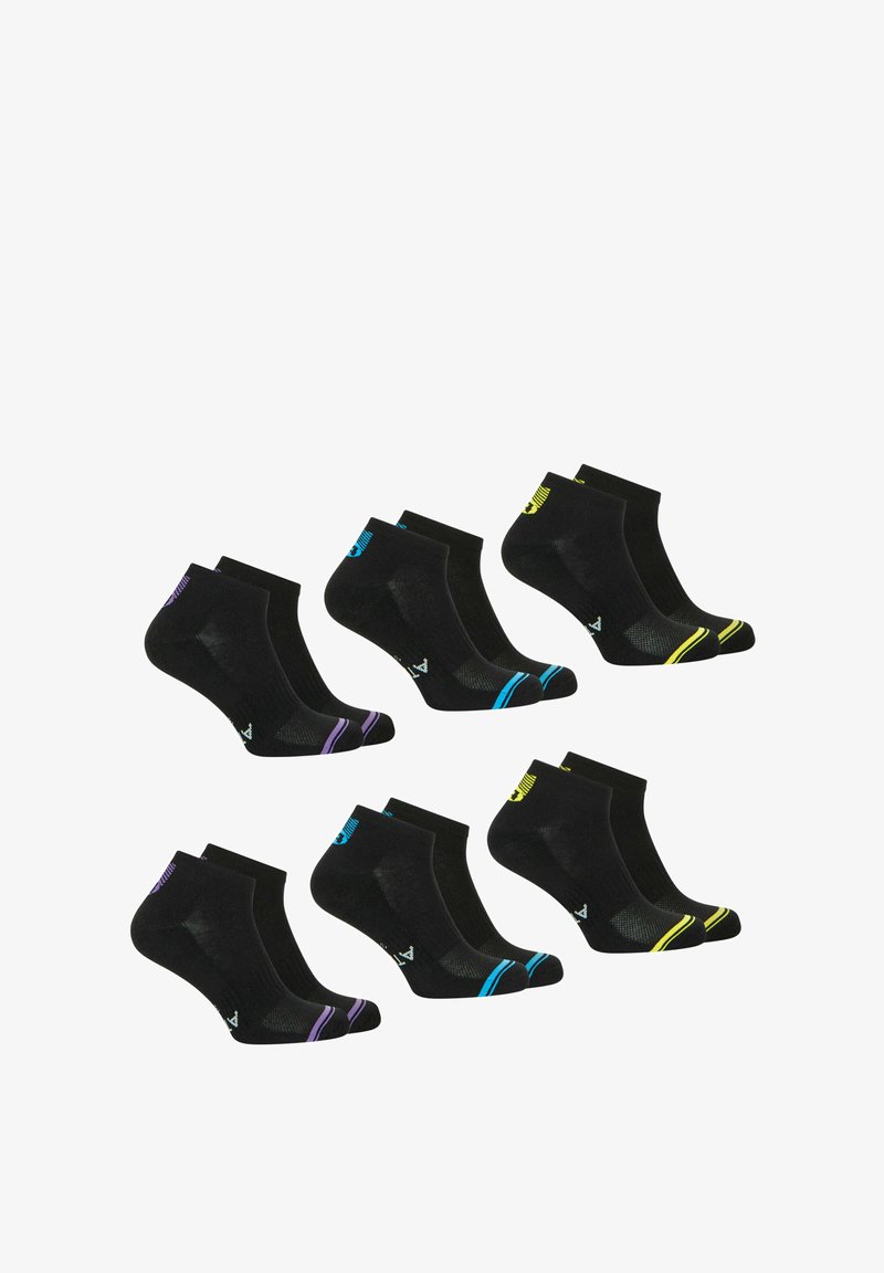 Athena LOT DE 6 PAIRES - Chaussettes - noir et jaune noir et bleu noir et violet