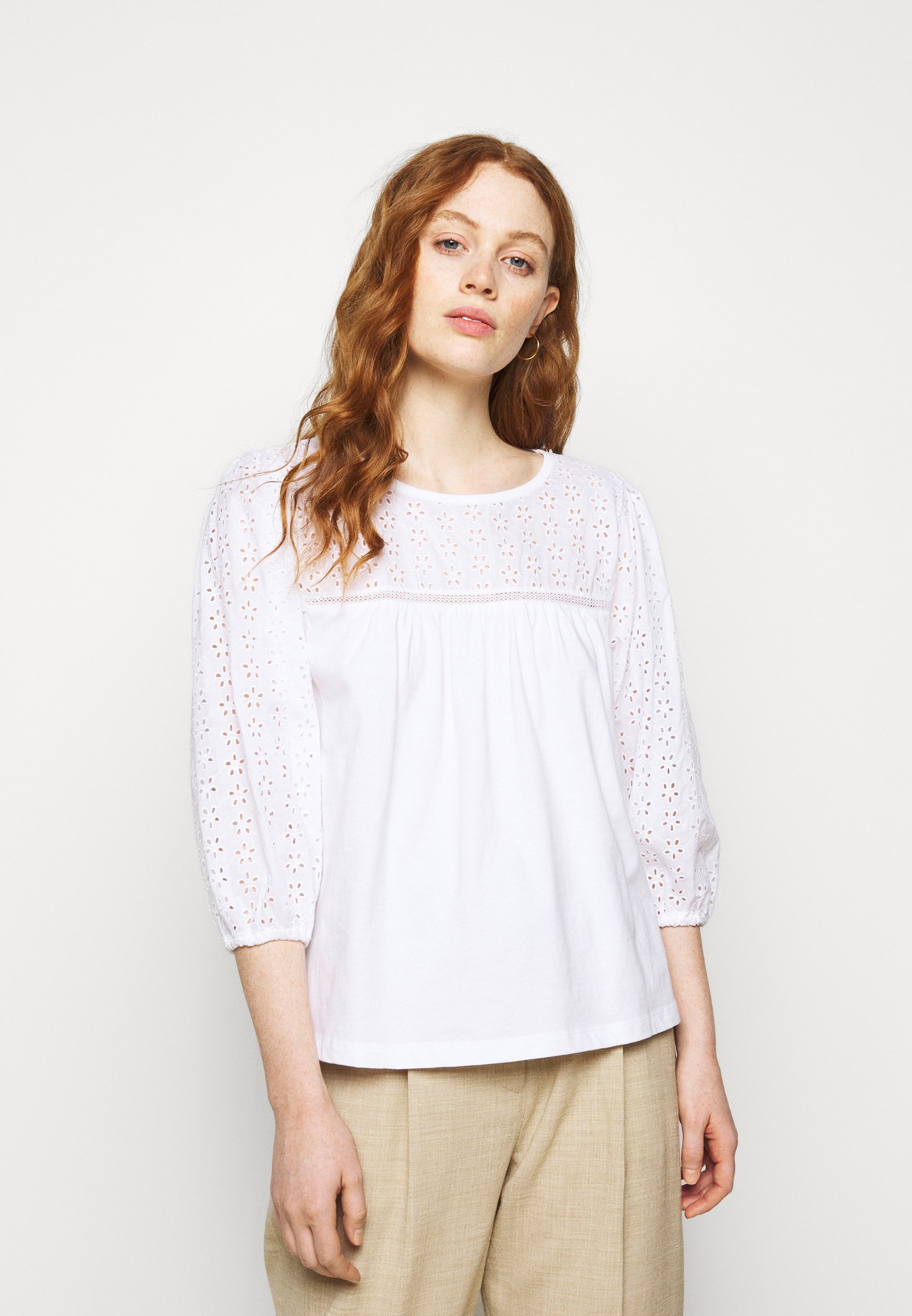 J.CREW EYELET YOKE BLOUSE SLEEVE TOP 