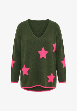 Angel of Style, SWEATER, OVERSIZED, STARS, LONG SLEEVES - Strickpullover - dark green