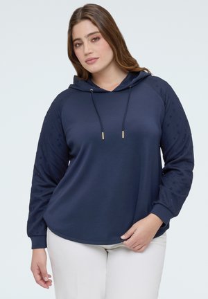 CON MANICHE A CUORICINI - Felpa con cappuccio - blu