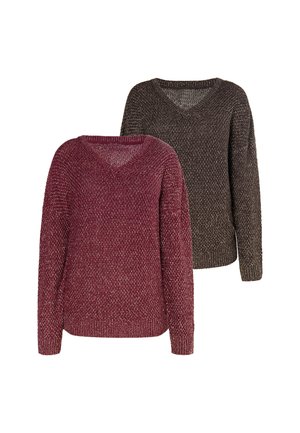Mo, 2-PACK - Pullover - dunkelbraun  weinrot