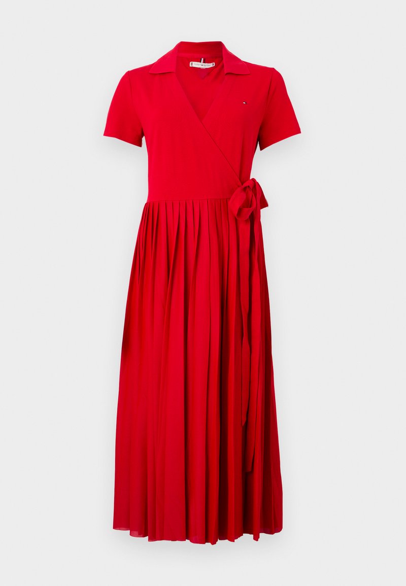 Tommy Hilfiger PLEATED WRAP DRESS - Shirt dress - medium red/red
