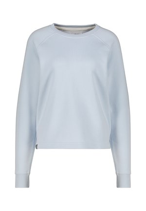 Lichtblauwe sweatshirt met een ronde hals, raglanmouwen en geribde manchetten. Zachte stof met een gladde textuur, met een rechte zoom.