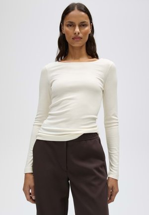 OPUS, SLIM FIT RIBBED TEXTURE - Maglietta a manica lunga - soft cream